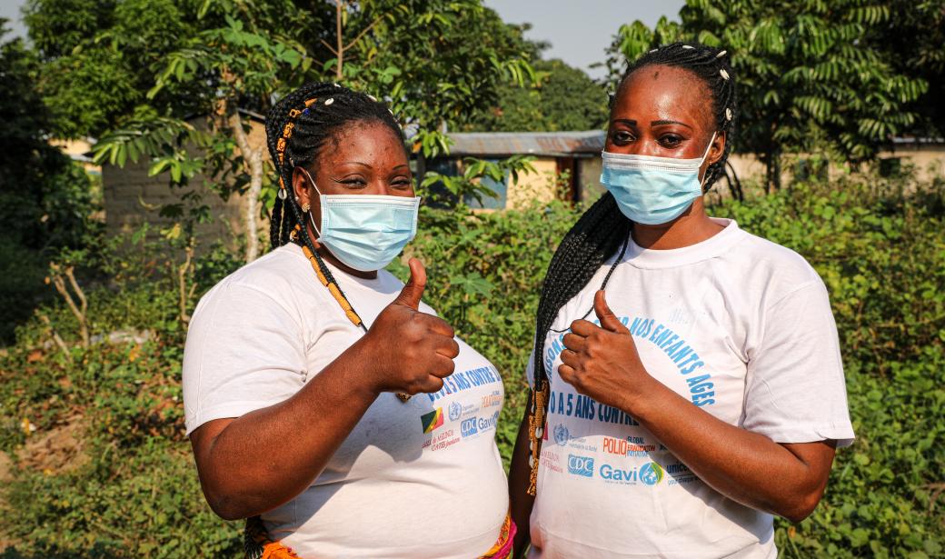 Mbany and Nkele carry out door-to-door visits to ensure no child is left behind during the vaccination rounds