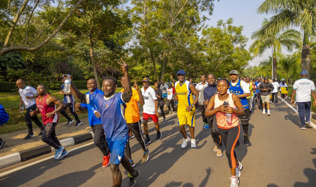 Kigali residents running a 5km route