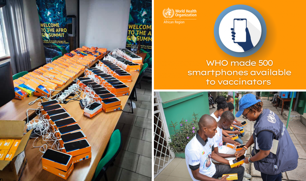 Cellphones are crucial, and WHO made 500 smartphones available to vaccinators during the campaign. These were handed out every morning by the WHO AFRO Geographic Information Systems Centre team, before vaccinations began.