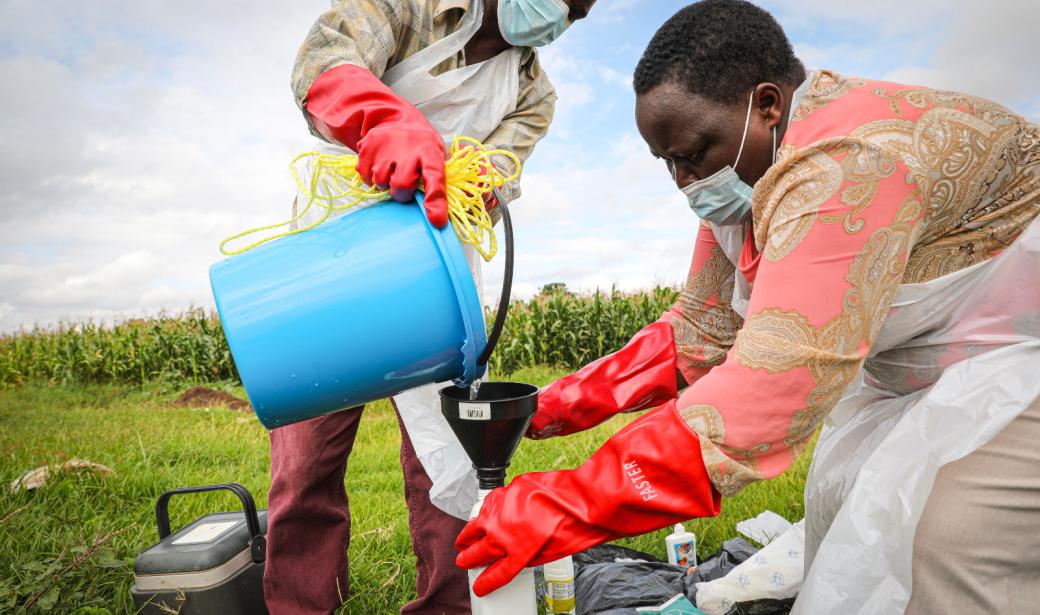 Alice Sihungwe is one of the sample collectors who has monitored wastewater every week since the outbreak was declared in Malawi.