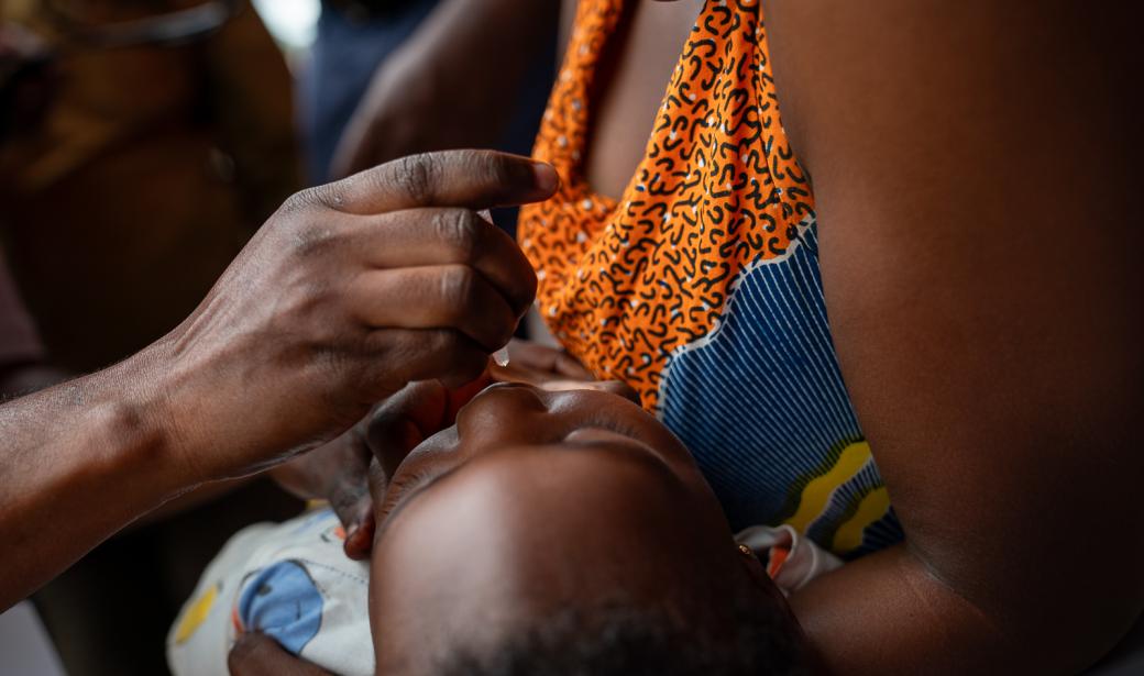 A child being vaccinated