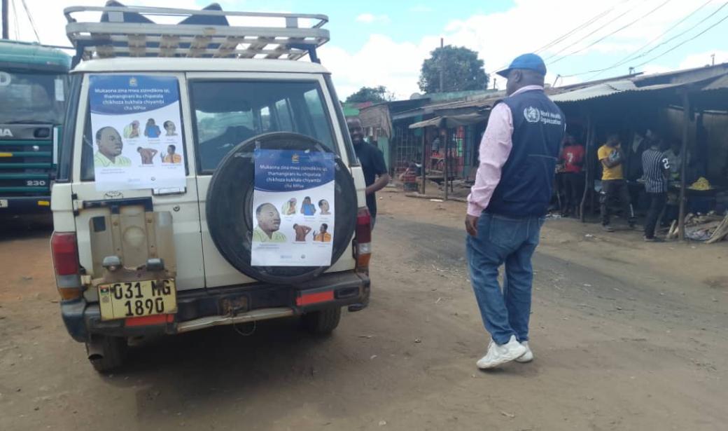 Creating community awareness on Mpox using a mobile van. Picture branded mobile van in motion