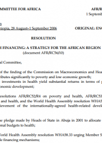 Resolution - Health Financing: A Strategy for the African Region AFR/RC56/R5 