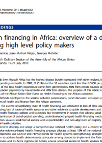 Health financing in Africa: overview of a dialogue among high level policy makers 