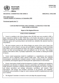 Cancer prevention and control: A strategy for the WHO African region 