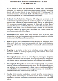 The Addis Abeba Declaration on Community Health in the African Region, 20-22 November 2006