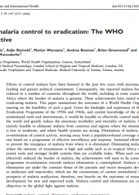  Malaria control in the African Region: Experiences and Perspectives. RC 56