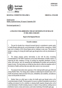  A strategy for addressing the key determinants of health in the African Region, Brazzaville, World Health Organization, Regional Office for Africa, 2010 (WHO AFR/RC60/3)