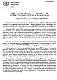 Male Circumcision: An Intervention for HIV Prevention in the WHO African Region 