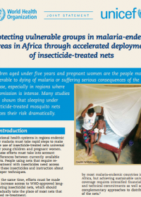 Protecting vulnerable groups in malaria-endemic areas in Africa through accelerated deployment of insecticide-treated nets