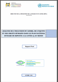 ANALYSE DE L’INCLUSION DU GENRE, DE L’EQUITE ET DES DROITS HUMAINS DANS LE PLAN NATIONAL INTEGRE DE RIPOSTE A LA COVID-19 AU BENIN