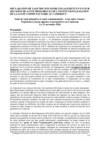 Yaoundé Declaration on PHC and Institutionnalisation of health community
