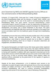 World Breastfeeding Week 2025 WHO-UNICEF Uganda joint statement