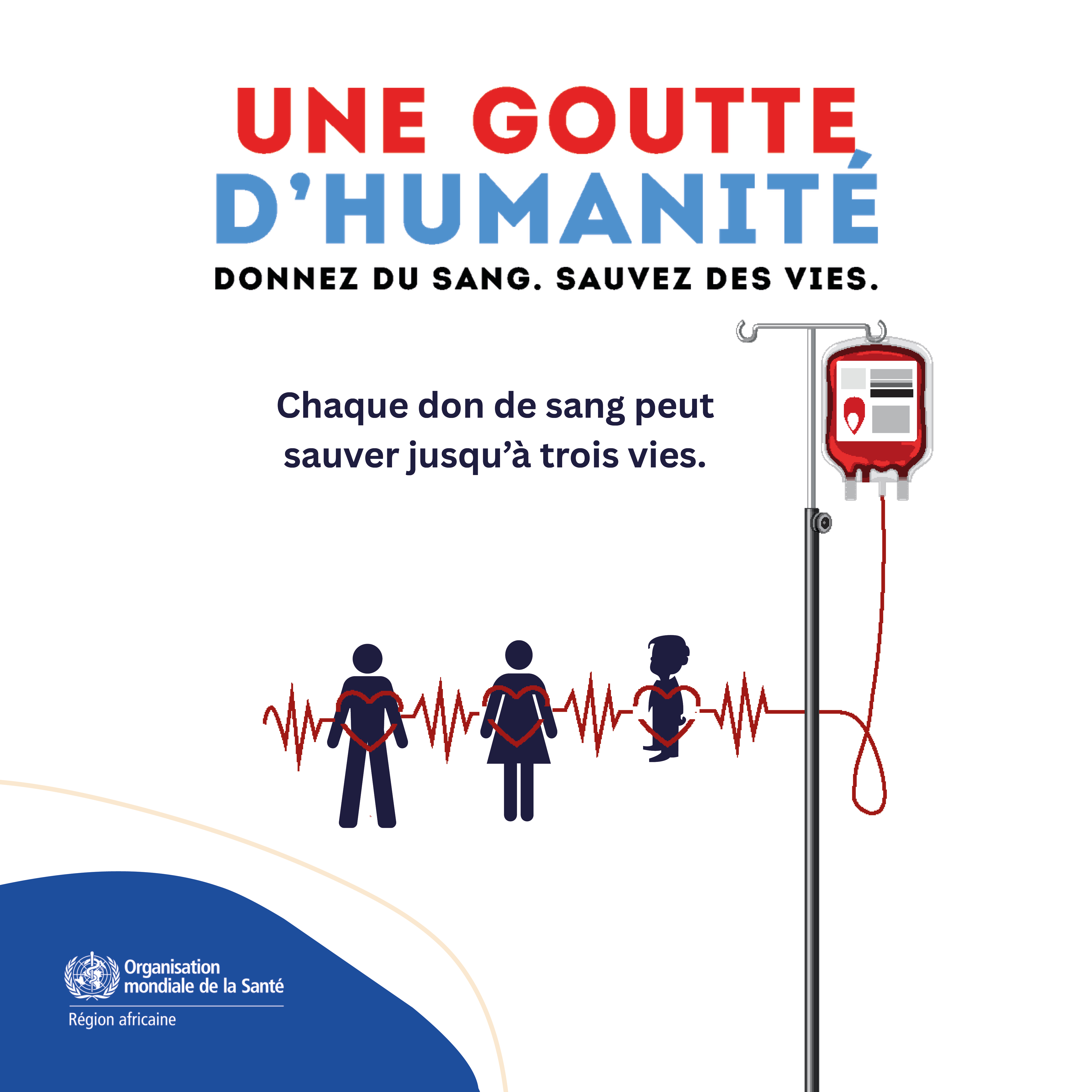 Carte de campagne — Une goutte d'humanité. Donnez du sang. Sauvez des vies.